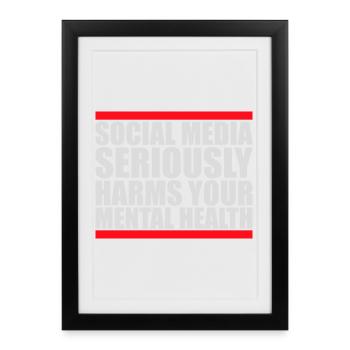Social Media Seriously Harms Mental Health Saying - Framed poster (27 × 37 cm) - black - Front