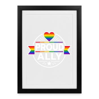 Proud Ally for Pride, soutien à la Fierté, groupe LGBTQ CSD - Affiche encadrée (27 × 37 cm) - noir - Devant
