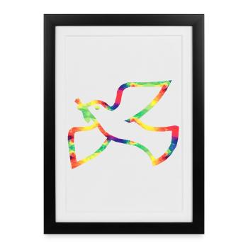 Colorful Dove of peace - Framed poster (27 × 37 cm) - black - Front