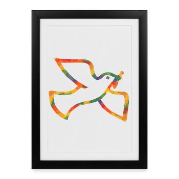 Colored Dove of peace T-Shirts - Framed poster (27 × 37 cm) - black - Front