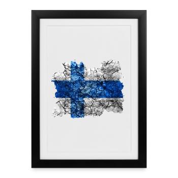 Drapeau de la Finlande Vintage - Affiche encadrée (27 × 37 cm) - noir - Devant