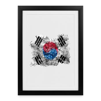 Corée (Sud) Drapeau Vintage - Affiche encadrée (27 × 37 cm) - noir - Devant