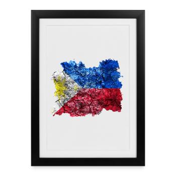 Vintage Flag Philippines - Affiche encadrée (27 × 37 cm) - noir - Devant