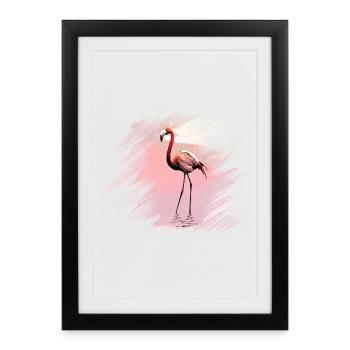 flamant - Affiche encadrée (27 × 37 cm) - noir - Devant