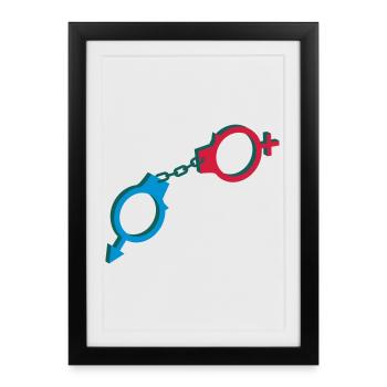 Menottes symbole masculin et féminin - Affiche encadrée (27 × 37 cm) - noir - Devant