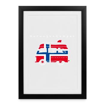 Norwegen Camper - Gerahmtes Poster (27 × 37 cm) - Schwarz - Vorne