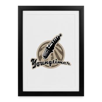 Bougie d'allumage Youngtimer rétro - Affiche encadrée (27 × 37 cm) - noir - Devant