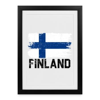 Nordic Flag Brushstroke - Framed poster (27 × 37 cm) - black - Front