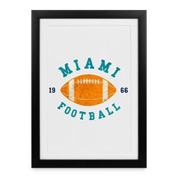 Miami Floride Football - Affiche encadrée (27 × 37 cm) - noir - Devant