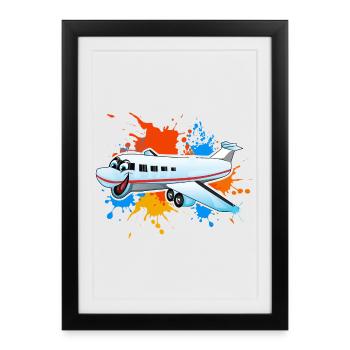 Avion - Affiche encadrée (27 × 37 cm) - noir - Devant
