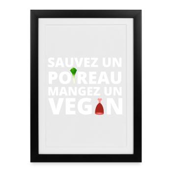 végan, végan humour, végétarien - Affiche encadrée (27 × 37 cm) - noir - Devant