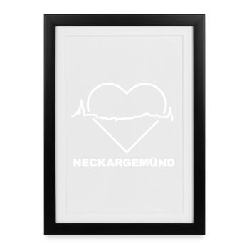 Neckargemünd - Battement de cœur - Affiche encadrée (27 × 37 cm) - noir - Devant