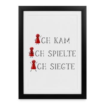 Rot gewinnt immer Brettspieler Glücksshirt - Gerahmtes Poster (27 × 37 cm) - Schwarz - Vorne