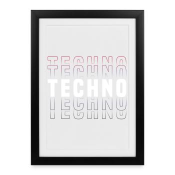 Futuristisches Techno-Design mit Neonfarben - Gerahmtes Poster (27 × 37 cm) - Schwarz - Vorne