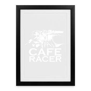 Café Racer Moto Icône Illustration Icône Logo - Affiche encadrée (27 × 37 cm) - noir - Devant