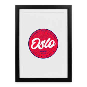 Oslo Norvège - Affiche encadrée (27 × 37 cm) - noir - Devant