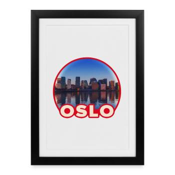 Logo de la ronde de la Skyline d’Oslo - Affiche encadrée (27 × 37 cm) - noir - Devant