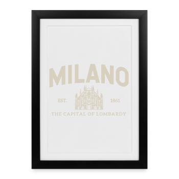 Milano Emblem Vintage City Motif - Framed poster (27 × 37 cm) - black - Front