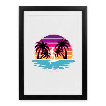 Hydroptère Surf Surf Surfer Hydroptère Surfen - Affiche encadrée (27 × 37 cm) - noir - Devant