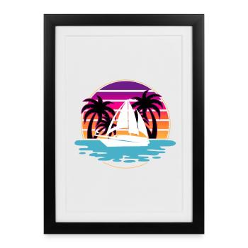 Voilier Marin Voilier - Affiche encadrée (27 × 37 cm) - noir - Devant