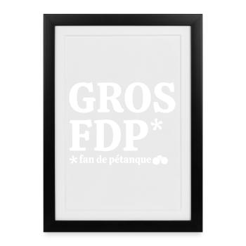pétanque, fan de pétanque, bouliste, pétanqueur - Affiche encadrée (27 × 37 cm) - noir - Devant