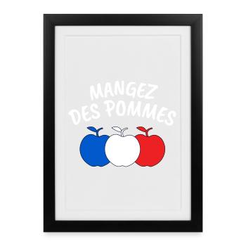 mangez des pommes, pomme - Affiche encadrée (27 × 37 cm) - noir - Devant