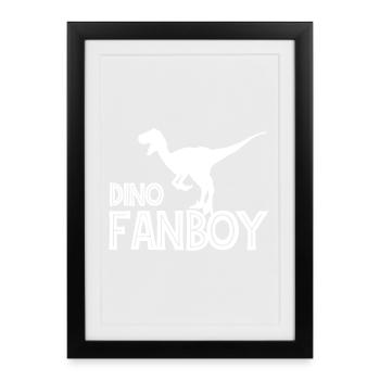 Dino Fanboy Pour Fan De Dinosaures - Affiche encadrée (27 × 37 cm) - noir - Devant