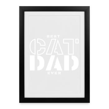 Meilleur Papa Chat Design - Affiche encadrée (27 × 37 cm) - noir - Devant