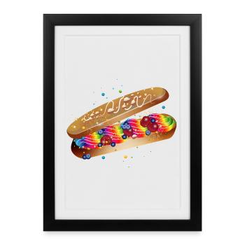 Illustration d’un éclair coloré rempli - Affiche encadrée (27 × 37 cm) - noir - Devant
