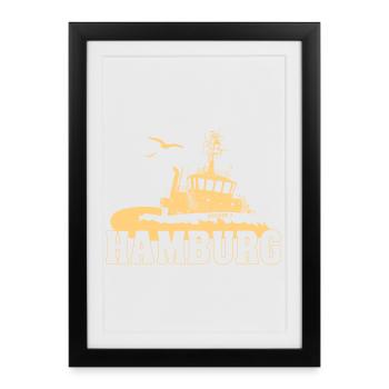 Remorqueurs dans le port de Hambourg - Affiche encadrée (27 × 37 cm) - noir - Devant