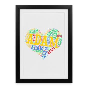 Adam coeur coeur nuage t-shirt cadeau t-shirt - Affiche encadrée (27 × 37 cm) - noir - Devant