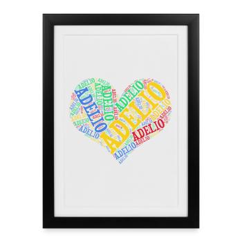 Adelio t-shirt t-shirt nuage de mots idée cadeau - Affiche encadrée (27 × 37 cm) - noir - Devant
