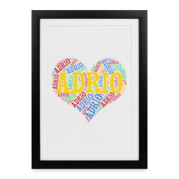t-shirt Adrio word cloud heart t-shirt gift - Framed poster (27 × 37 cm) - black - Front