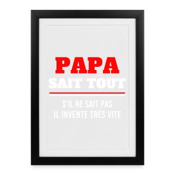 papa, dad, meilleur papa, super papa - Affiche encadrée (27 × 37 cm) - noir - Devant