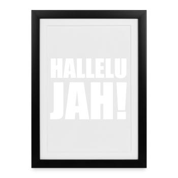 Hallelu Jah weiss - Gerahmtes Poster (27 × 37 cm) - Schwarz - Vorne