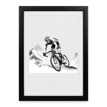 Rennrad Fahren Bergtour Biken Und Downhill Fahren - Gerahmtes Poster (27 × 37 cm) - Schwarz - Vorne