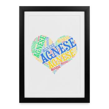 t-shirt Agnese mot nuage coeur idée cadeau - Affiche encadrée (27 × 37 cm) - noir - Devant