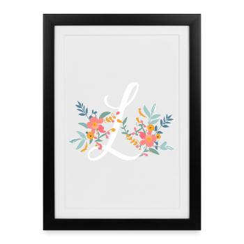 L Typography Floral - Framed poster (27 × 37 cm) - black - Front