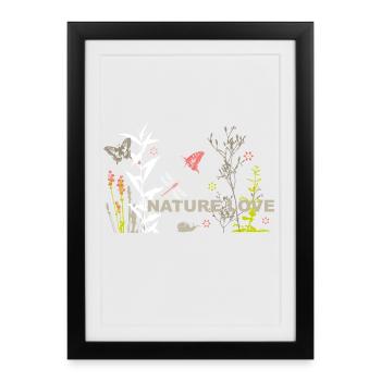 Prairie d’amour nature avec des insectes - Affiche encadrée (27 × 37 cm) - noir - Devant