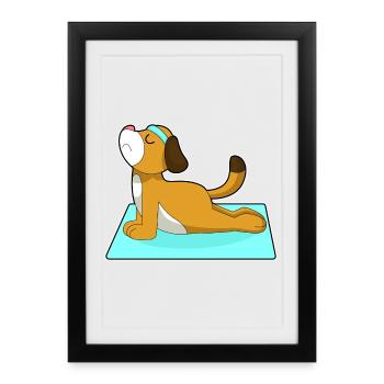 Hund Yoga Fitness Gymnastik - Gerahmtes Poster (27 × 37 cm) - Schwarz - Vorne