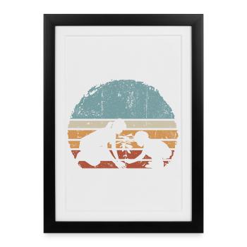 Sunset Silhouette Duo by Palm Tree - Framed poster (27 × 37 cm) - black - Front