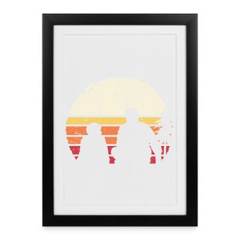 Silhouette de coucher de soleil sur la plage - Affiche encadrée (27 × 37 cm) - noir - Devant