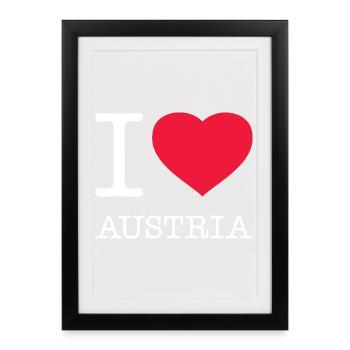 I LOVE AUSTRIA Österreich - Gerahmtes Poster (27 × 37 cm) - Schwarz - Vorne
