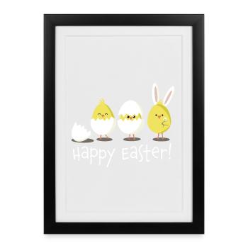 Happy Easter Chick Egg Easter Egg - Framed poster (27 × 37 cm) - black - Front
