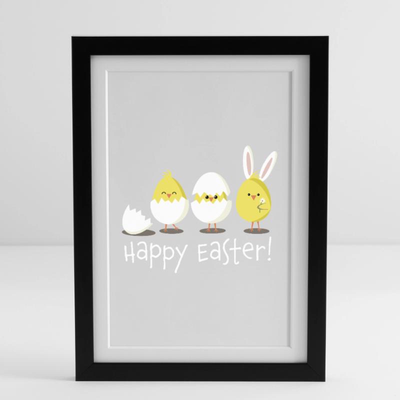 Happy Easter Chick Egg Easter Egg Framed poster (27 × 37 cm)
