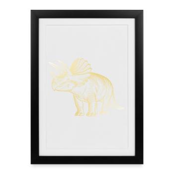 Dessin de dinosaure triceratops - Affiche encadrée (27 × 37 cm) - noir - Devant