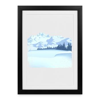Mountain in snow with dirty effect - Framed poster (27 × 37 cm) - black - Front