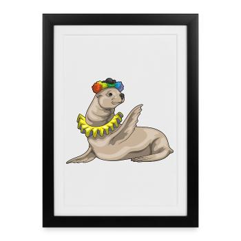 Clown du phoque - Affiche encadrée (27 × 37 cm) - noir - Devant
