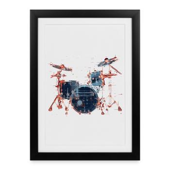 Portrait de batterie - Affiche encadrée (27 × 37 cm) - noir - Devant