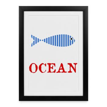 FISH. APRIL FOOL. HOLIDAY. SUMMER. HUMOR - Framed poster (27 × 37 cm) - black - Front